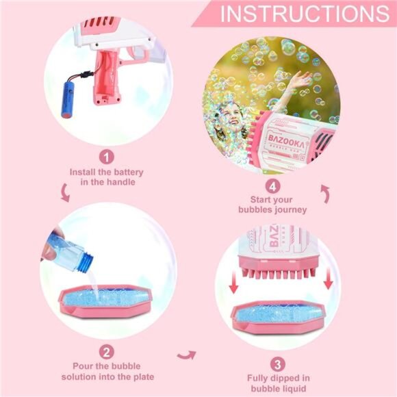 Bubble Gun, Bazooka Bubble Machine Gun, Bubble Blaster Gun with Bubble - Picture 4 of 7